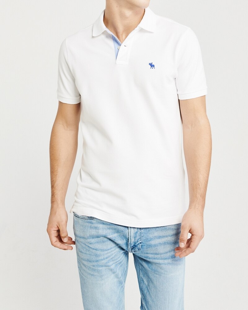 Hình Áo thun polo Abercrombie & Fitch AF-US-P61 Stretch Icon Polo White