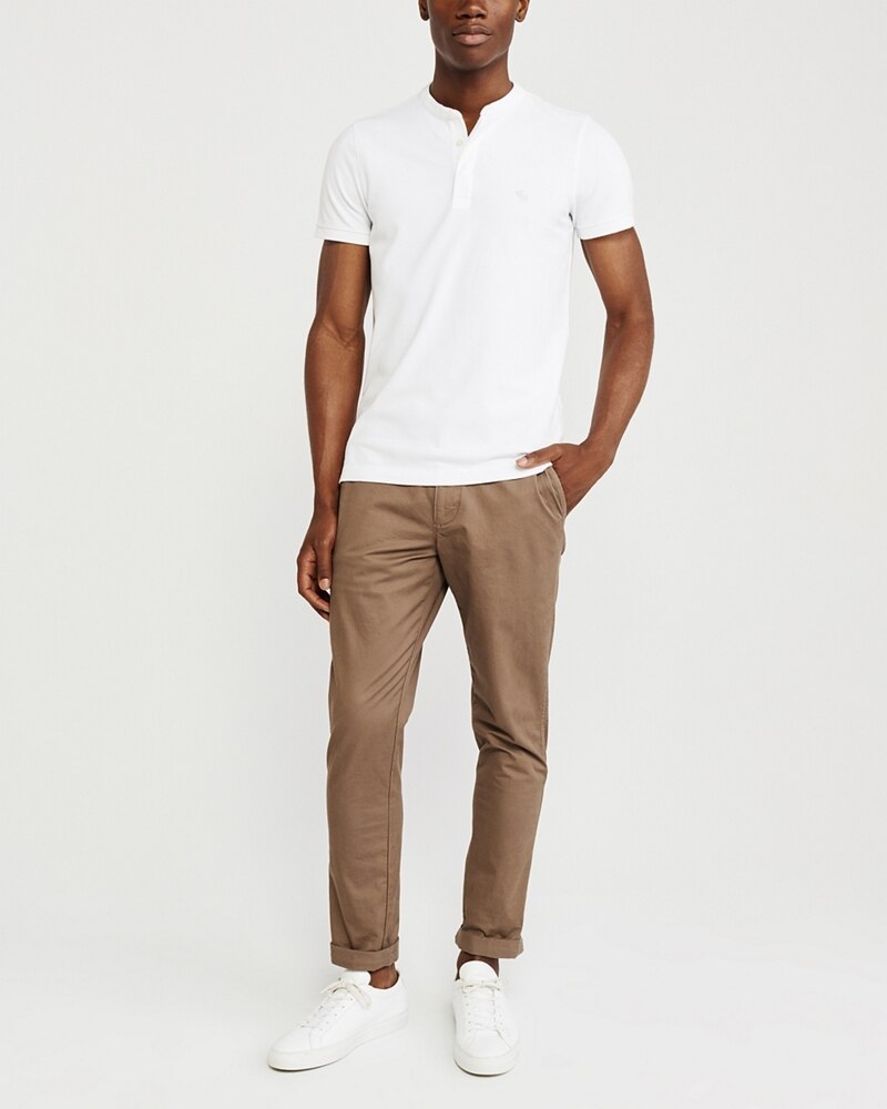 Hình Áo thun polo Abercrombie & Fitch AF-US-P67 Super Slim Banded Polo White