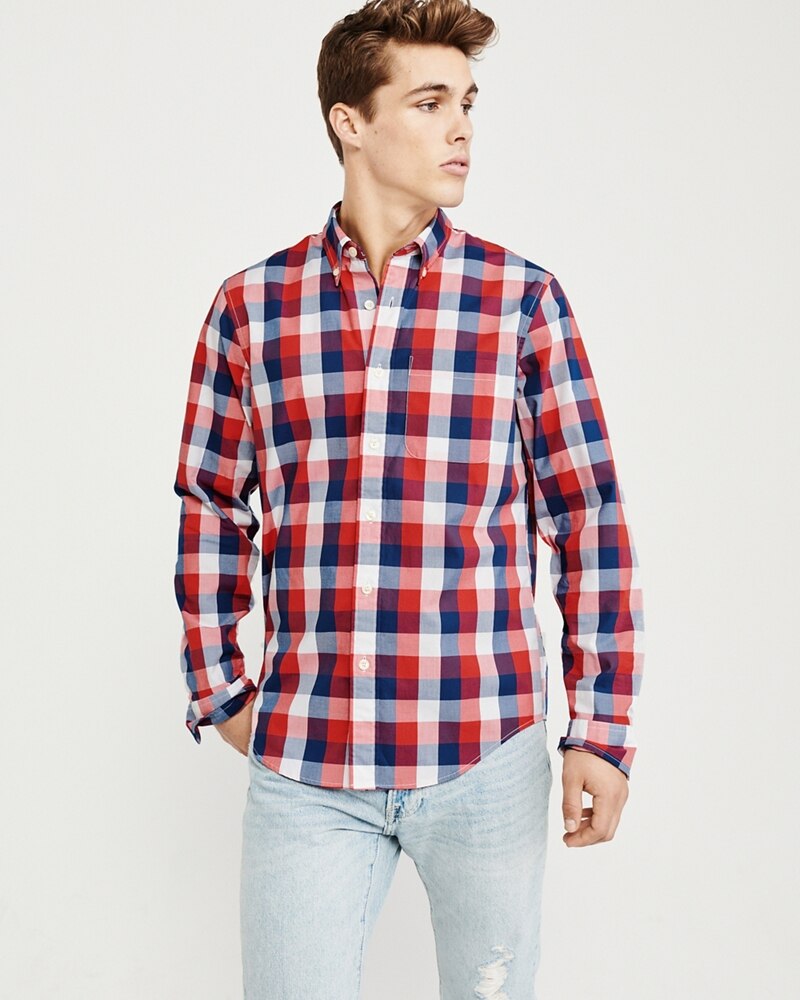 Hình Áo sơmi nam Abercrombie & Fitch AF-US-SM93 Check Poplin Shirt