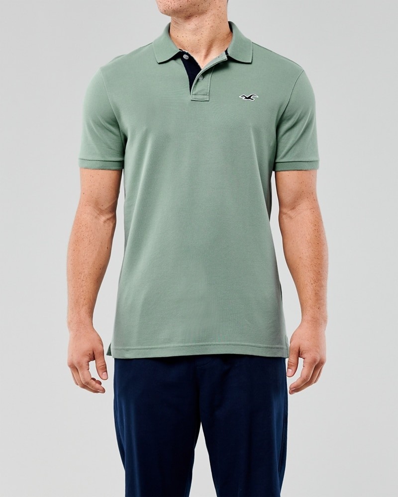 Hình Áo thun nam Hollister HCO-P219 Stretch Polo light olive