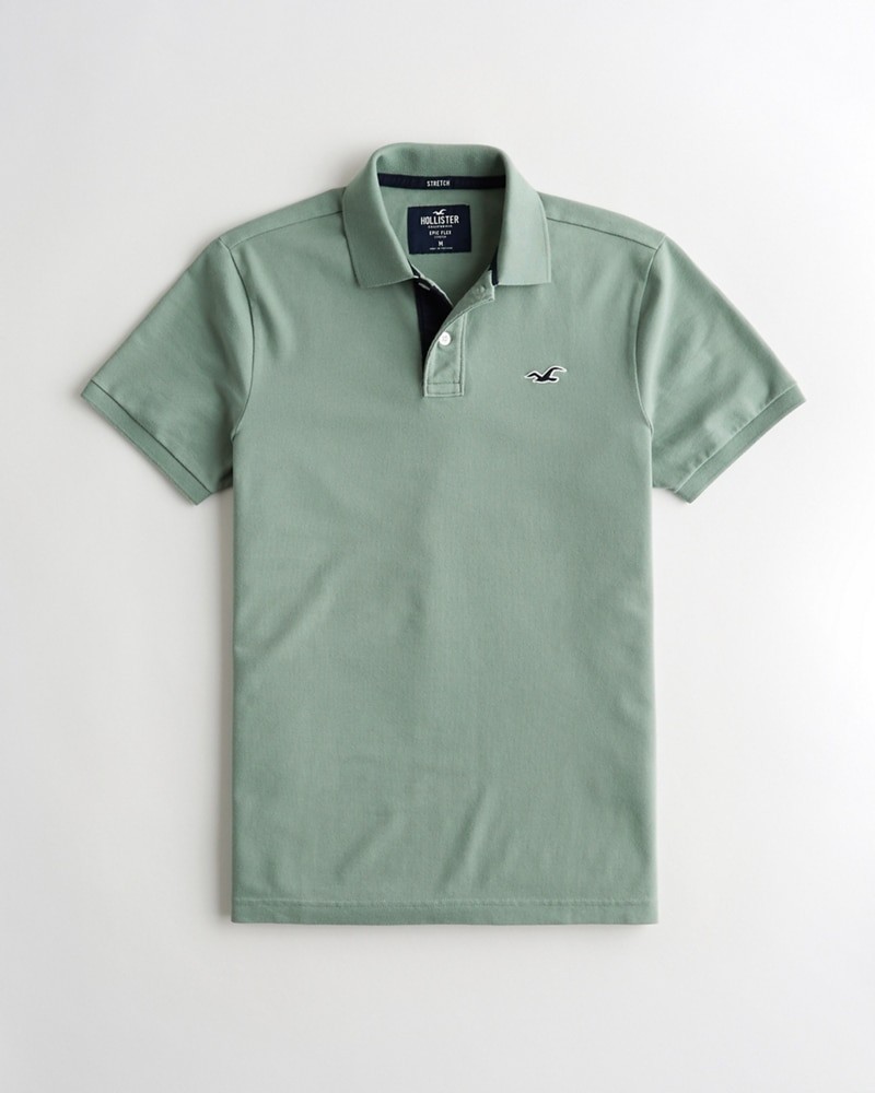 Hình Áo thun nam Hollister HCO-P219 Stretch Polo light olive