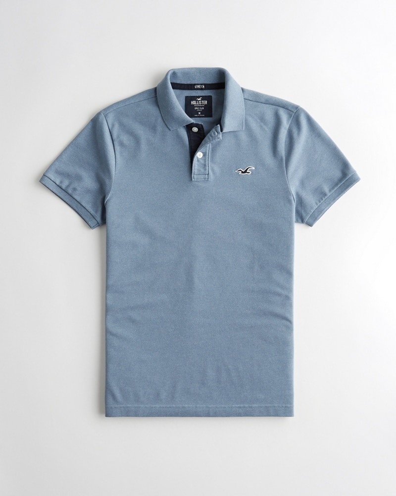 Hình Áo thun nam Hollister HCO-P220 Stretch Polo heather blue