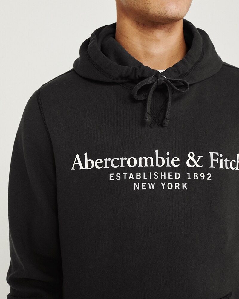 Hình Áo khoác nam Abercrombie & Fitch AF-KH05 Lightweight Logo Hoodie Black