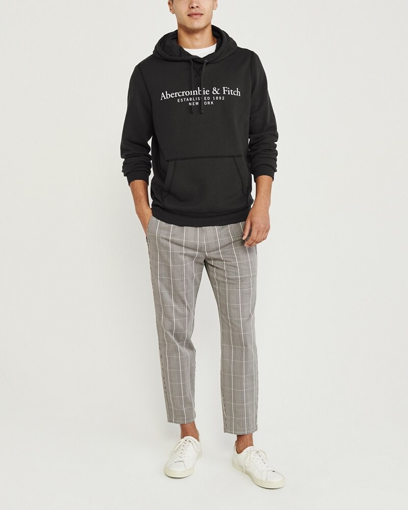 Hình Áo khoác nam Abercrombie & Fitch AF-KH05 Lightweight Logo Hoodie Black