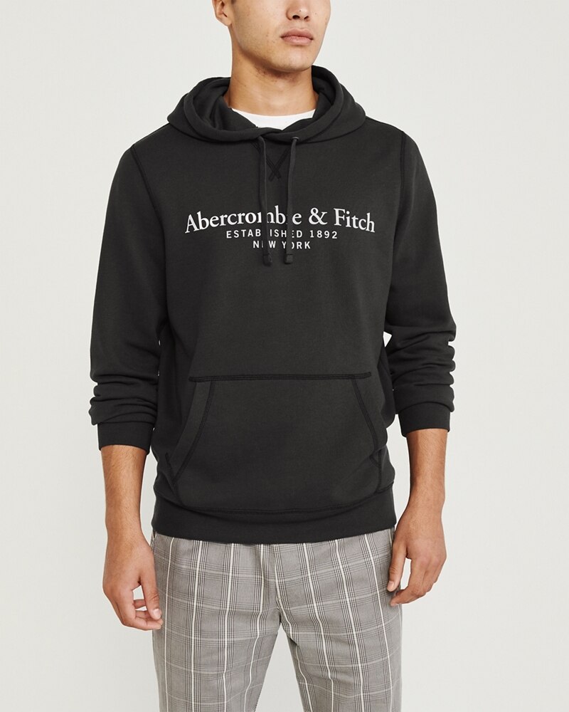 Hình Áo khoác nam Abercrombie & Fitch AF-KH05 Lightweight Logo Hoodie Black