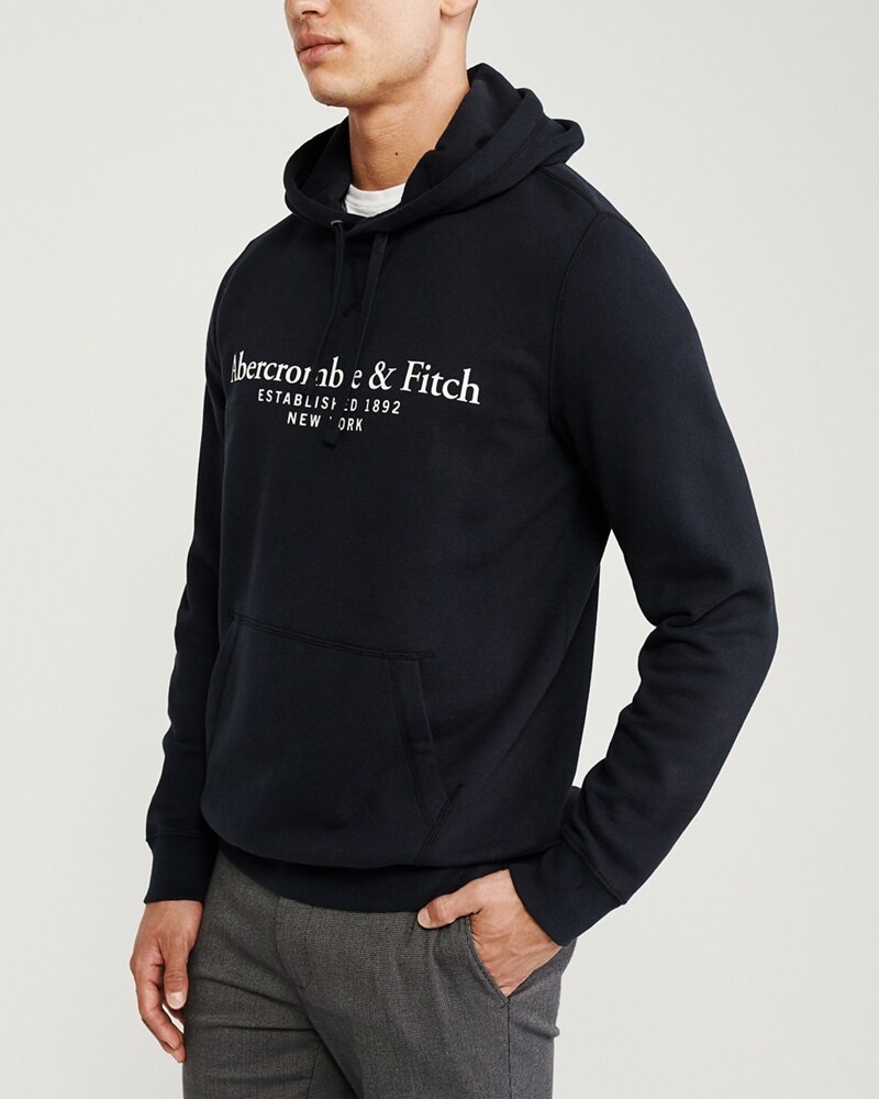 Hình Áo khoác nam Abercrombie & Fitch AF-KH06 Lightweight Logo Hoodie Navy Blue