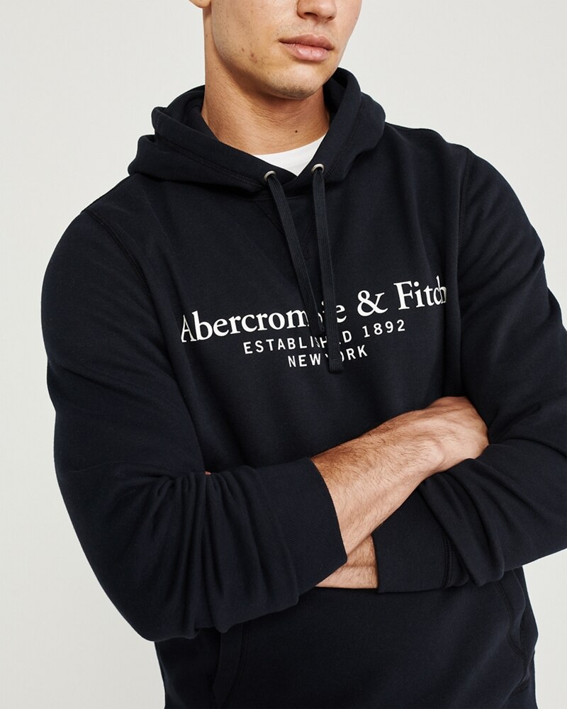 Hình Áo khoác nam Abercrombie & Fitch AF-KH06 Lightweight Logo Hoodie Navy Blue