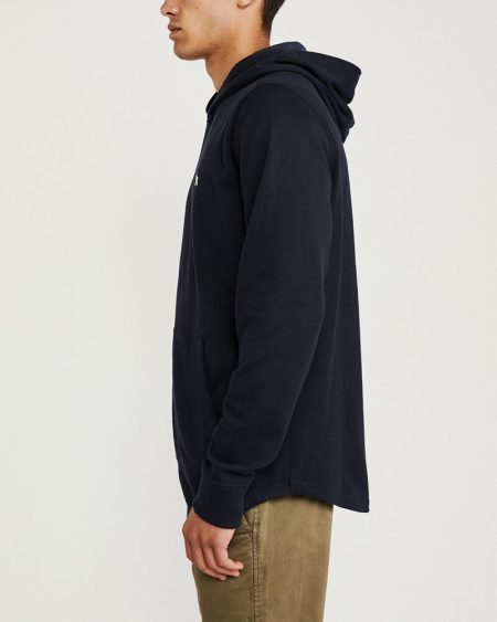 Hình Áo khoác nam Abercrombie & Fitch AF-KH07 Curved Hem Icon Hooded Tee Navy Blue