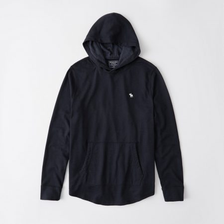 Hình Áo khoác nam Abercrombie & Fitch AF-KH07 Curved Hem Icon Hooded Tee Navy Blue