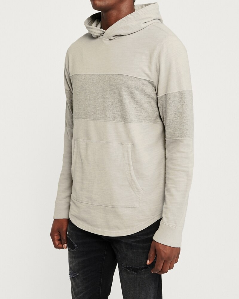 Hình Áo khoác nam Abercrombie & Fitch AF-KH08 Curved Hem Hooded Tee Cream