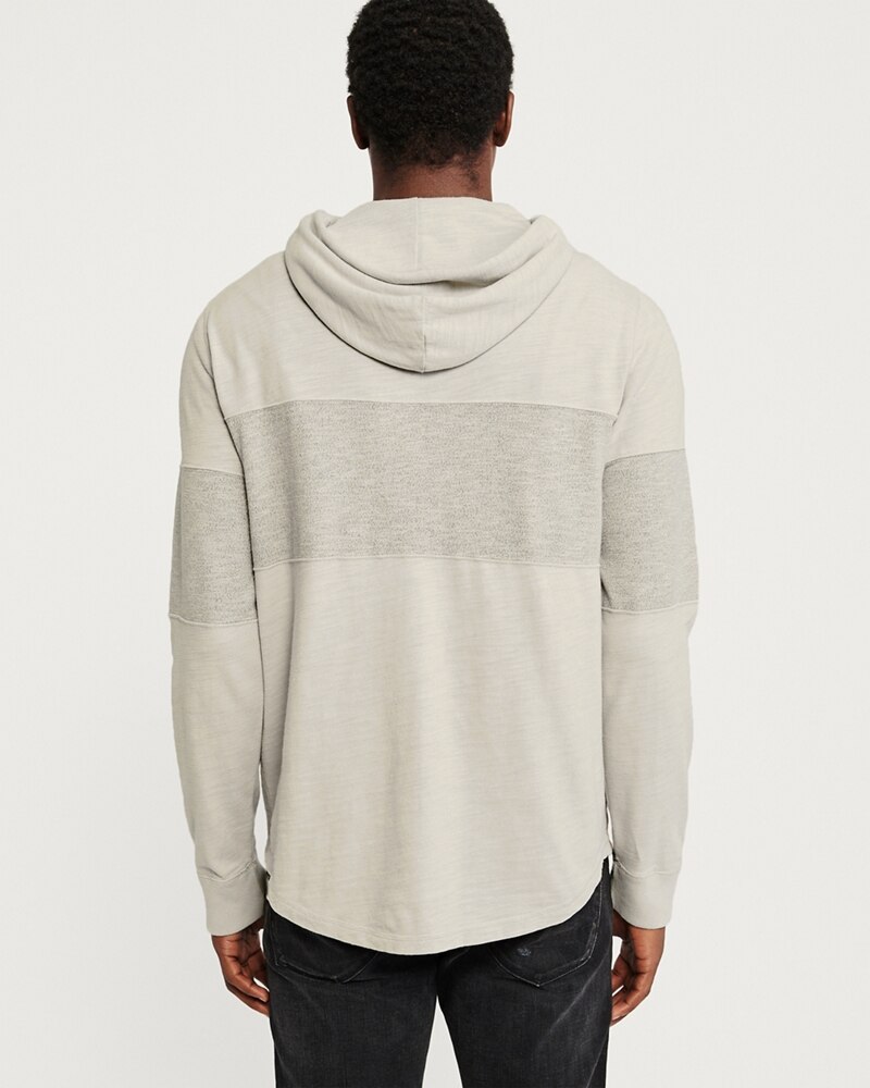 Hình Áo khoác nam Abercrombie & Fitch AF-KH08 Curved Hem Hooded Tee Cream