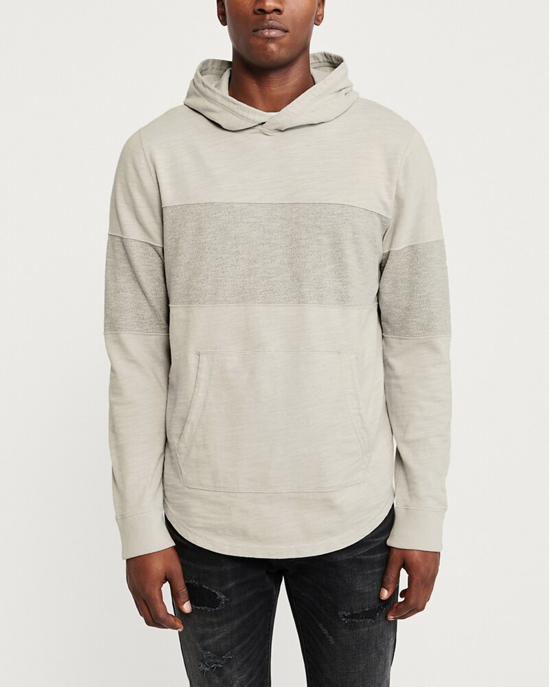 Hình Áo khoác nam Abercrombie & Fitch AF-KH08 Curved Hem Hooded Tee Cream