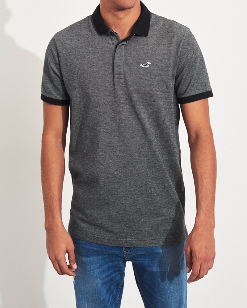 Hình Áo thun nam cổ bẻ Hollister HCO-P225 Stretch Shrunken Collar Polo heather black