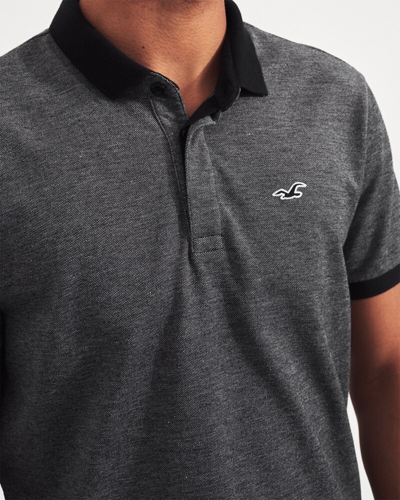 Hình Áo thun nam cổ bẻ Hollister HCO-P225 Stretch Shrunken Collar Polo heather black