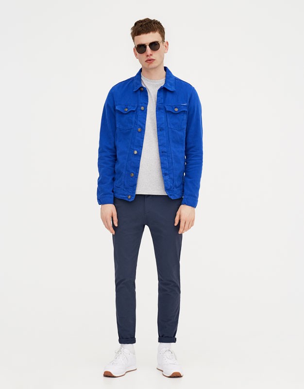 Hình Quần khaki nam Chinos Pull&Bear a Skinny chino trousers Navy