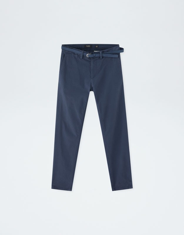 Hình Quần khaki nam Chinos Pull&Bear a Skinny chino trousers Navy
