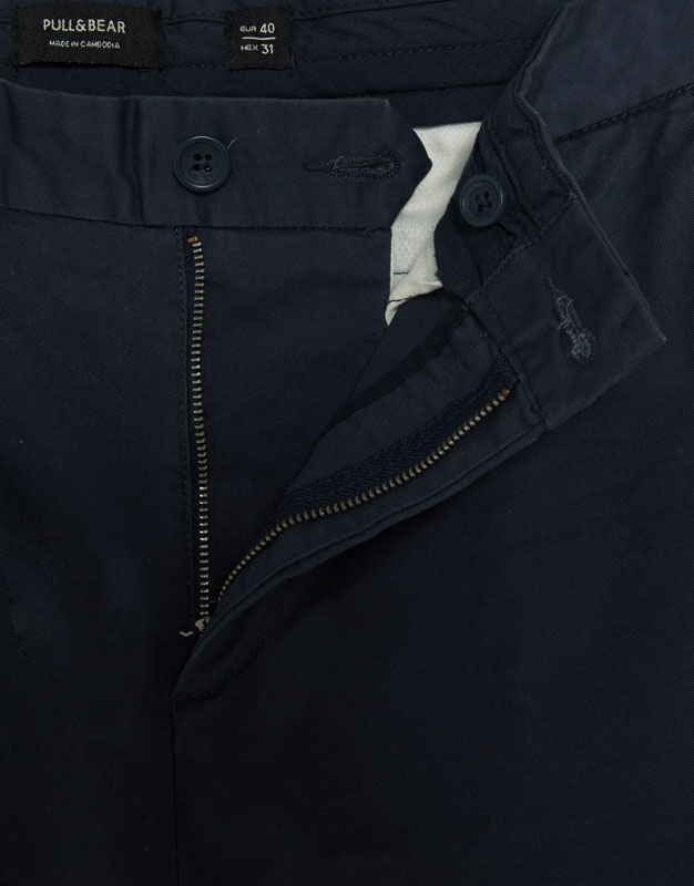 Hình Quần khaki nam Chinos Pull&Bear a Skinny chino trousers Navy