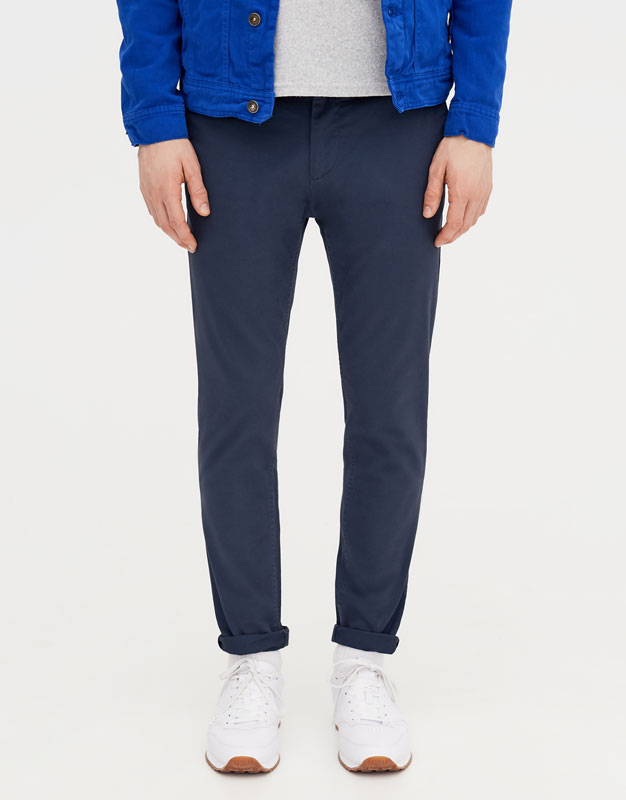 Hình Quần khaki nam Chinos Pull&Bear a Skinny chino trousers Navy