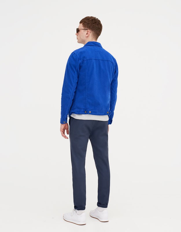 Hình Quần khaki nam Chinos Pull&Bear a Skinny chino trousers Navy