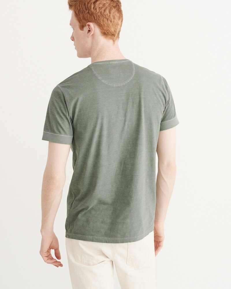 Hình Áo thun nam Abercrombie & Fitch cổ trụ AF-H06 Garment Dye Striped Henley