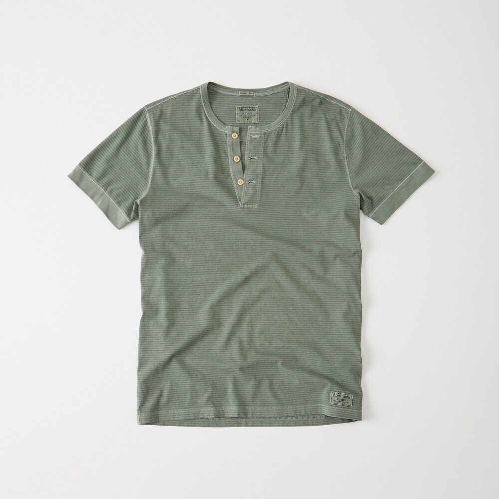 Hình Áo thun nam Abercrombie & Fitch cổ trụ AF-H06 Garment Dye Striped Henley