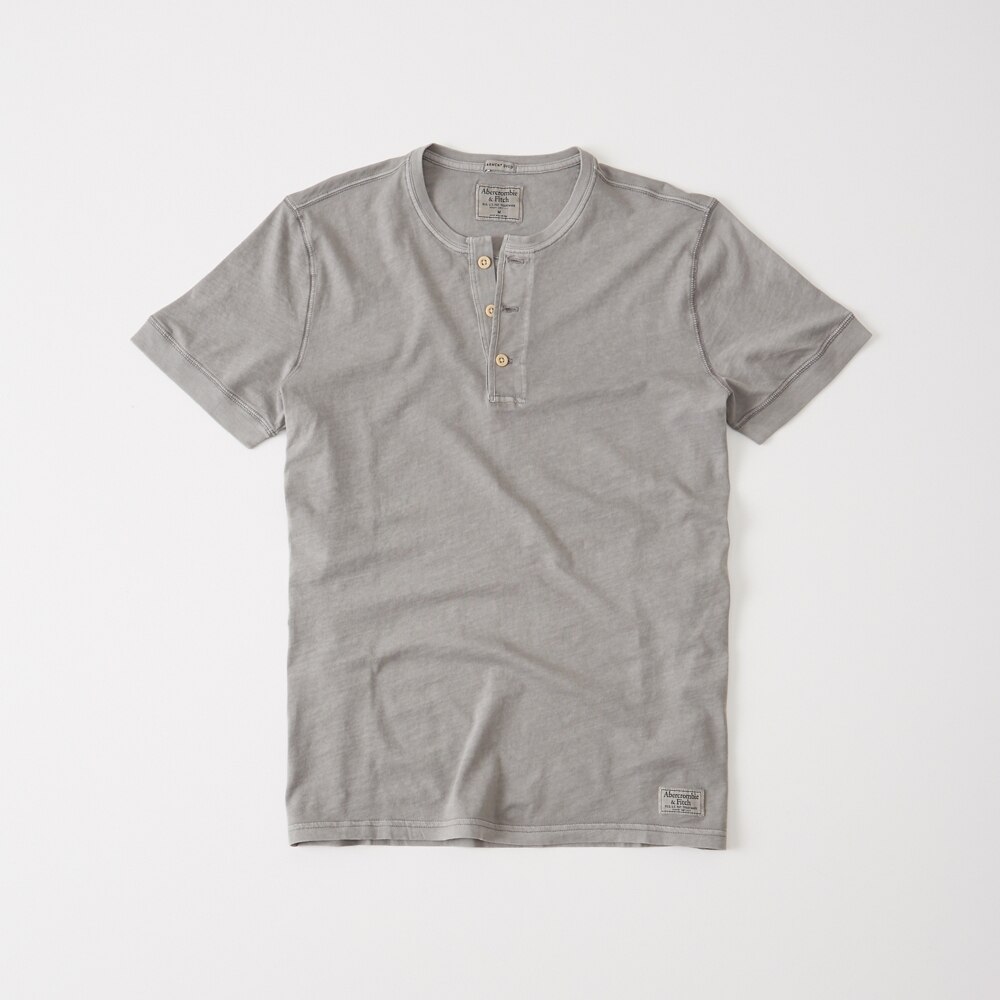 Hình Áo thun nam Abercrombie & Fitch cổ trụ AF-H07 Garment Dye Henley