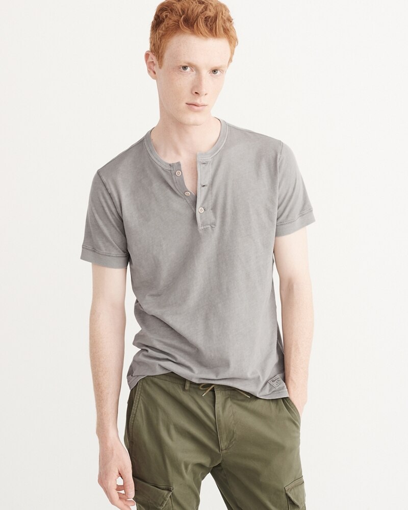 Hình Áo thun nam Abercrombie & Fitch cổ trụ AF-H07 Garment Dye Henley