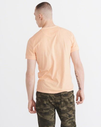 Hình Áo thun nam Abercrombie & Fitch cổ trụ AF-H13 Garment Dye Henley Light Orange
