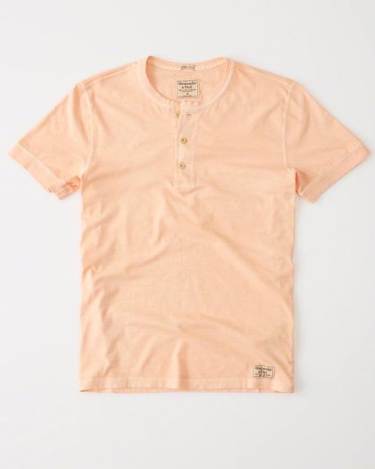 Hình Áo thun nam Abercrombie & Fitch cổ trụ AF-H13 Garment Dye Henley Light Orange