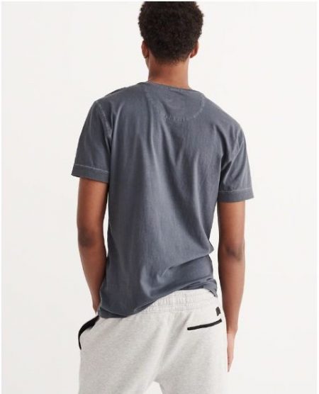 Hình Áo thun nam Abercrombie & Fitch cổ trụ AF-H16 Garment Dye Henley Navy