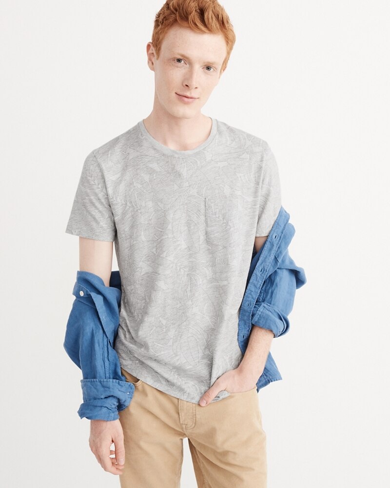 Hình Áo thun nam Abercrombie & Fitch AF-T276 Mens Print Crew Tee
