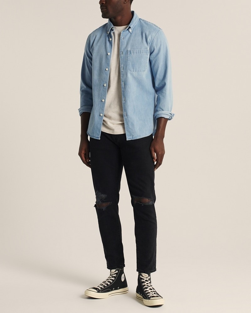 Hình Áo thun nam Abercrombie & Fitch AF-T280 Short-Sleeve Slub Curved Hem Tee