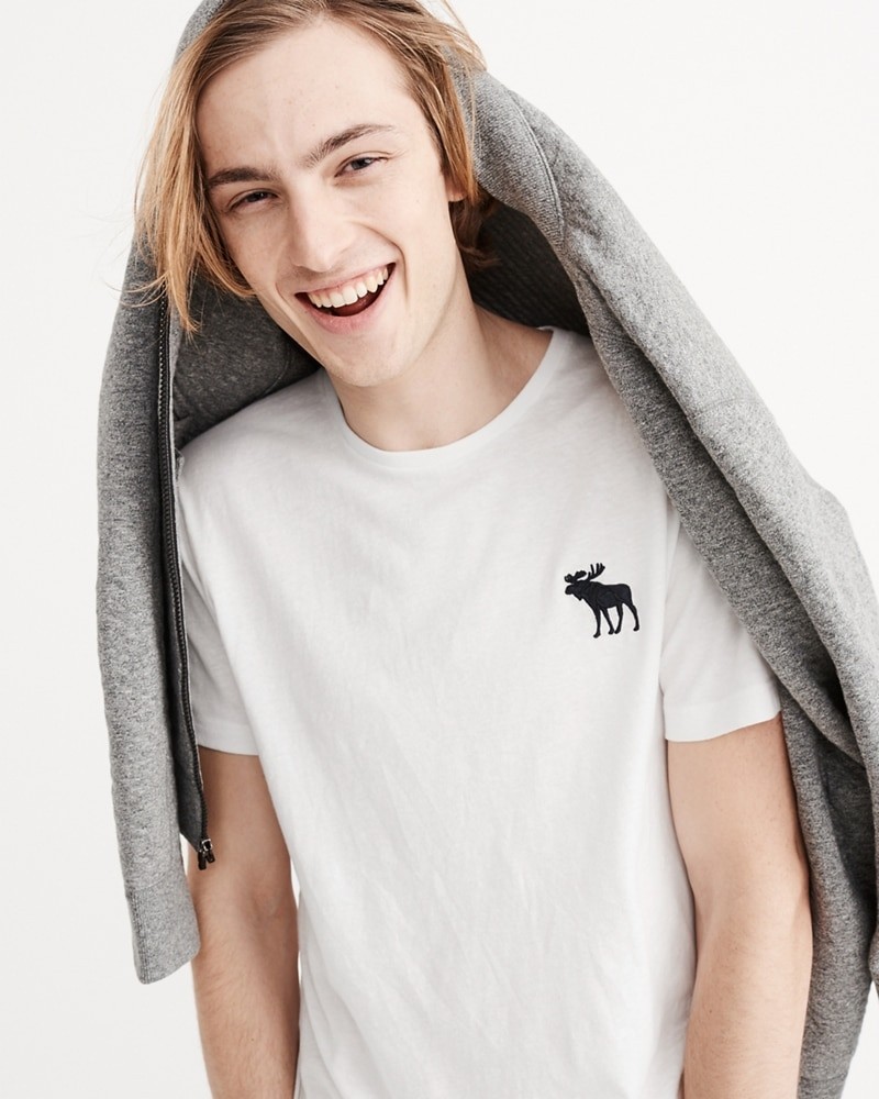 Hình Áo thun nam Abercrombie & Fitch AF-T285 Big Icon Crew Tee White