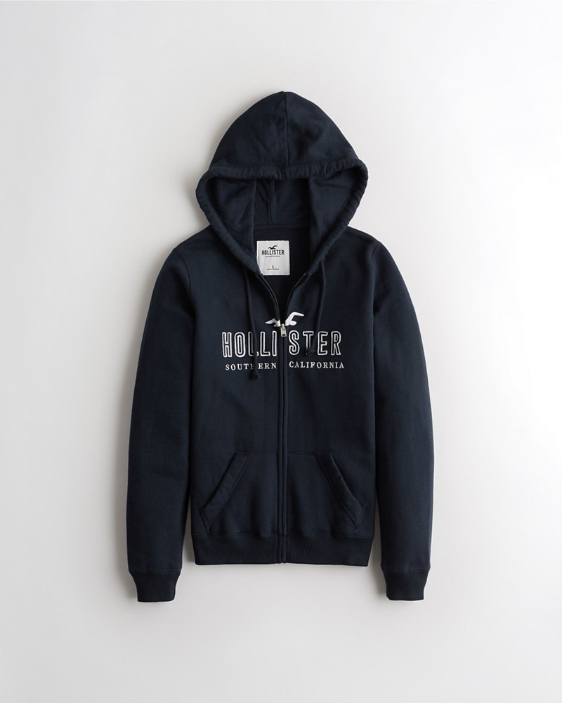 Hình Áo khoác nữ Hollister HCO-NK07 Applique Logo Full-Zip Hoodie Navy