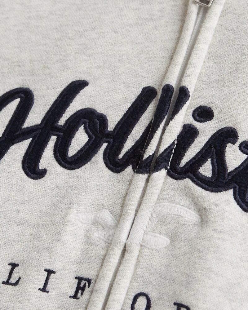 Hình Áo khoác nữ Hollister HCO-NK08 Full-Zip Logo Hoodie Light Grey