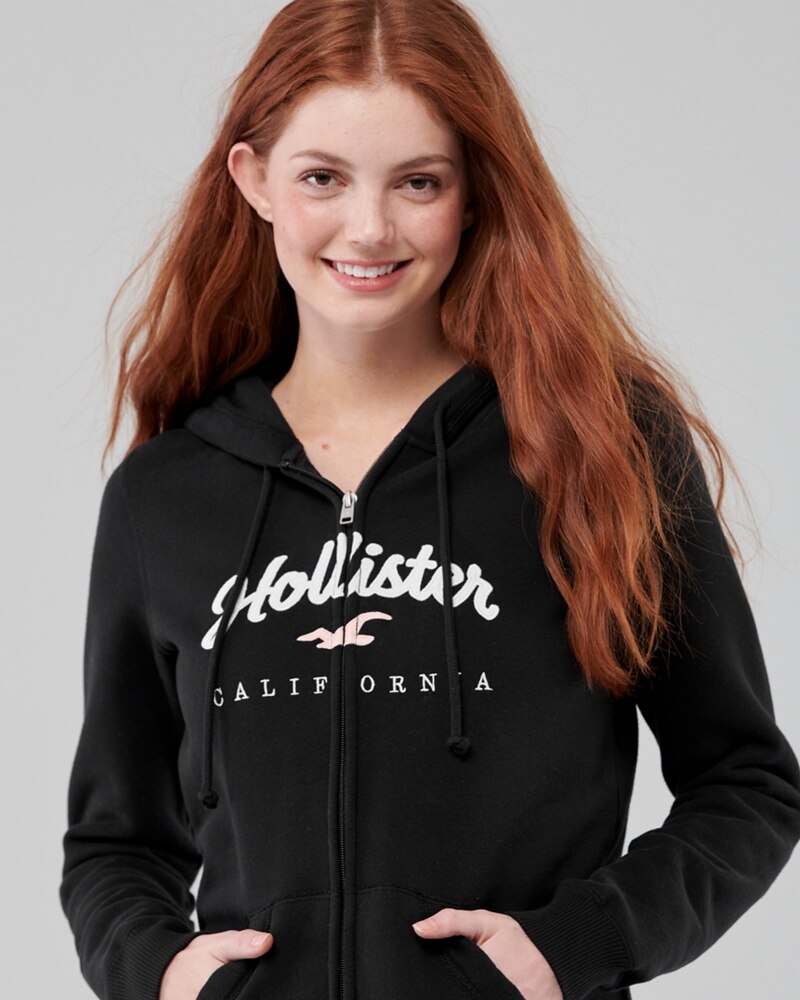 Hình Áo khoác nữ Hollister HCO-NK09 Full-Zip Logo Hoodie Black