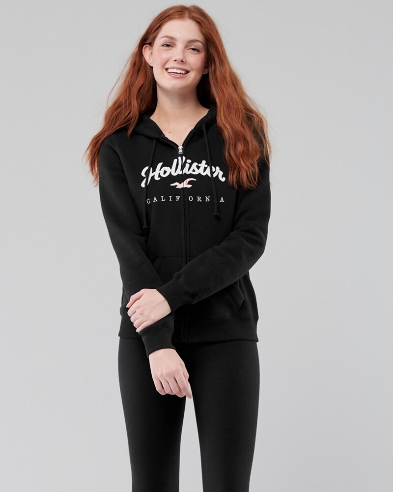 Hình Áo khoác nữ Hollister HCO-NK09 Full-Zip Logo Hoodie Black