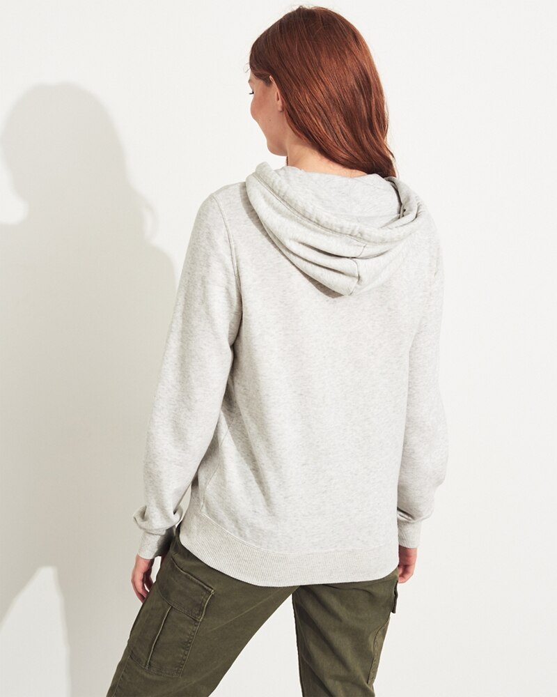 Hình Áo khoác nữ Hollister HCO-NK10 Logo Full-Zip Hoodie Light Grey