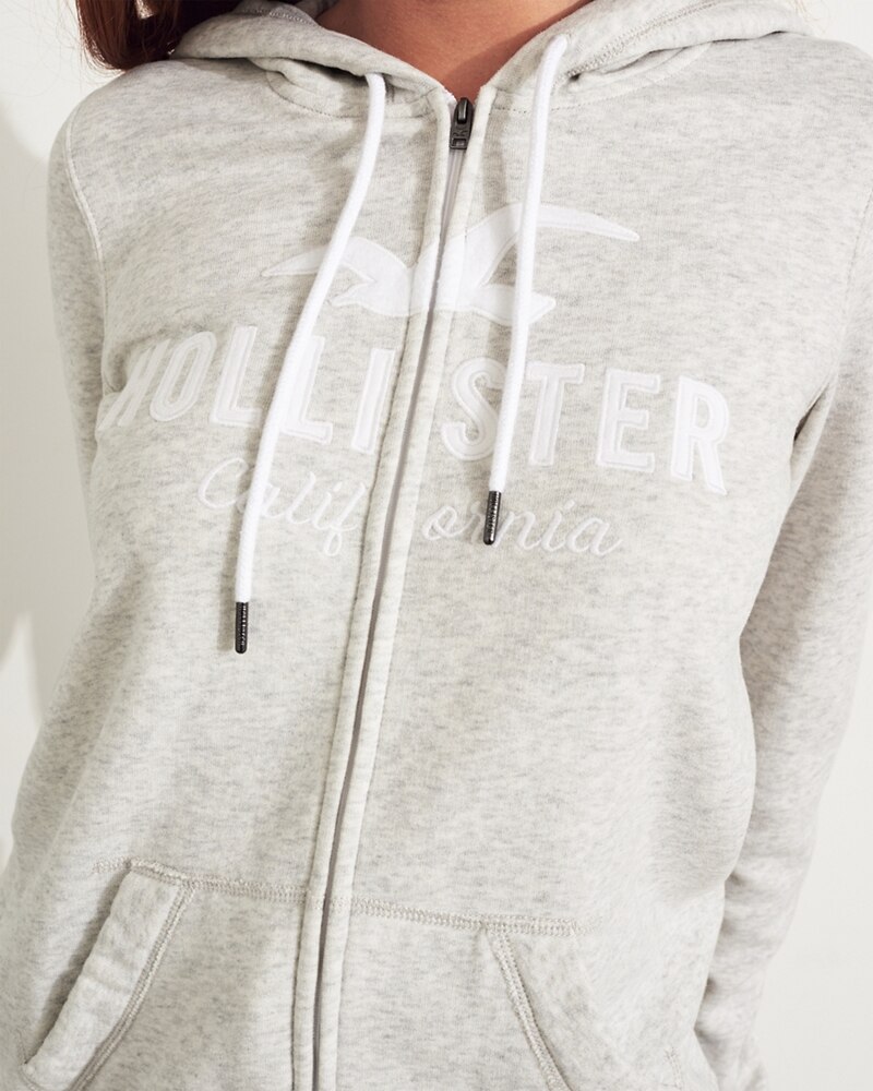 Hình Áo khoác nữ Hollister HCO-NK10 Logo Full-Zip Hoodie Light Grey