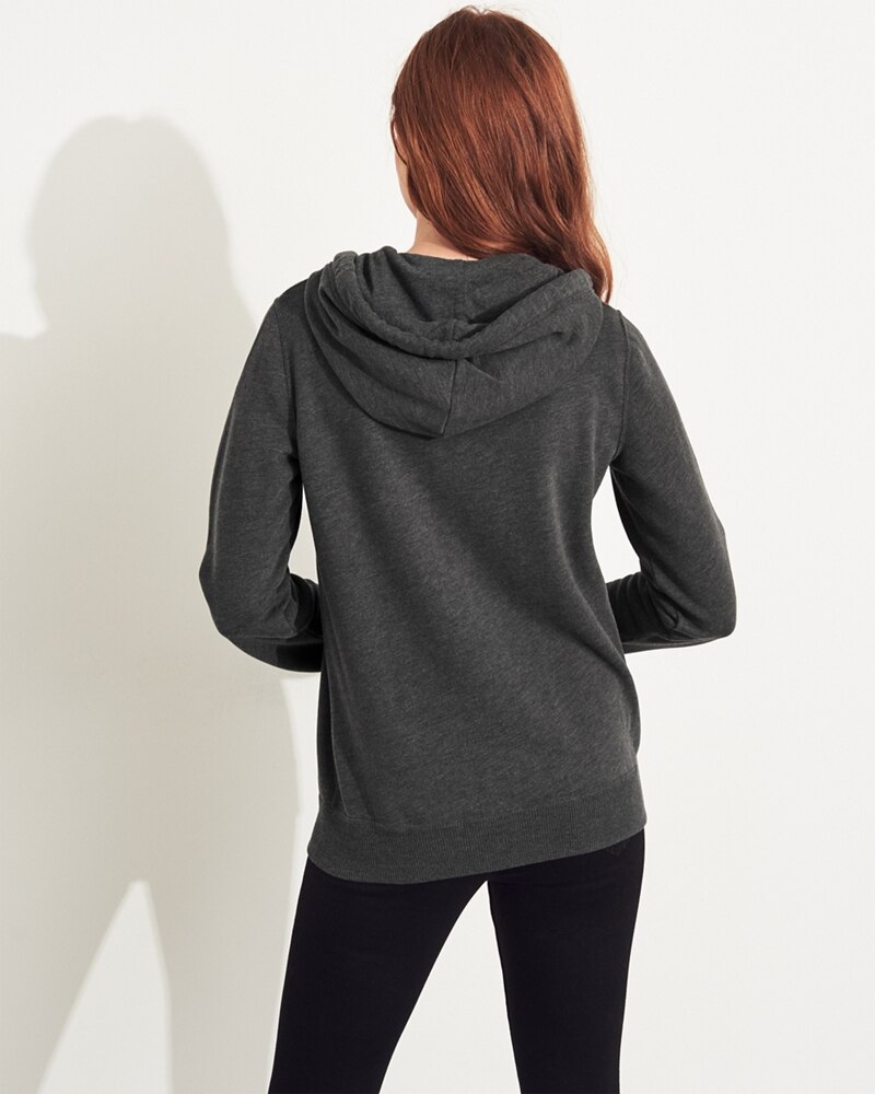 Hình Áo khoác nữ Hollister HCO-NK11 Logo Full-Zip Hoodie Grey