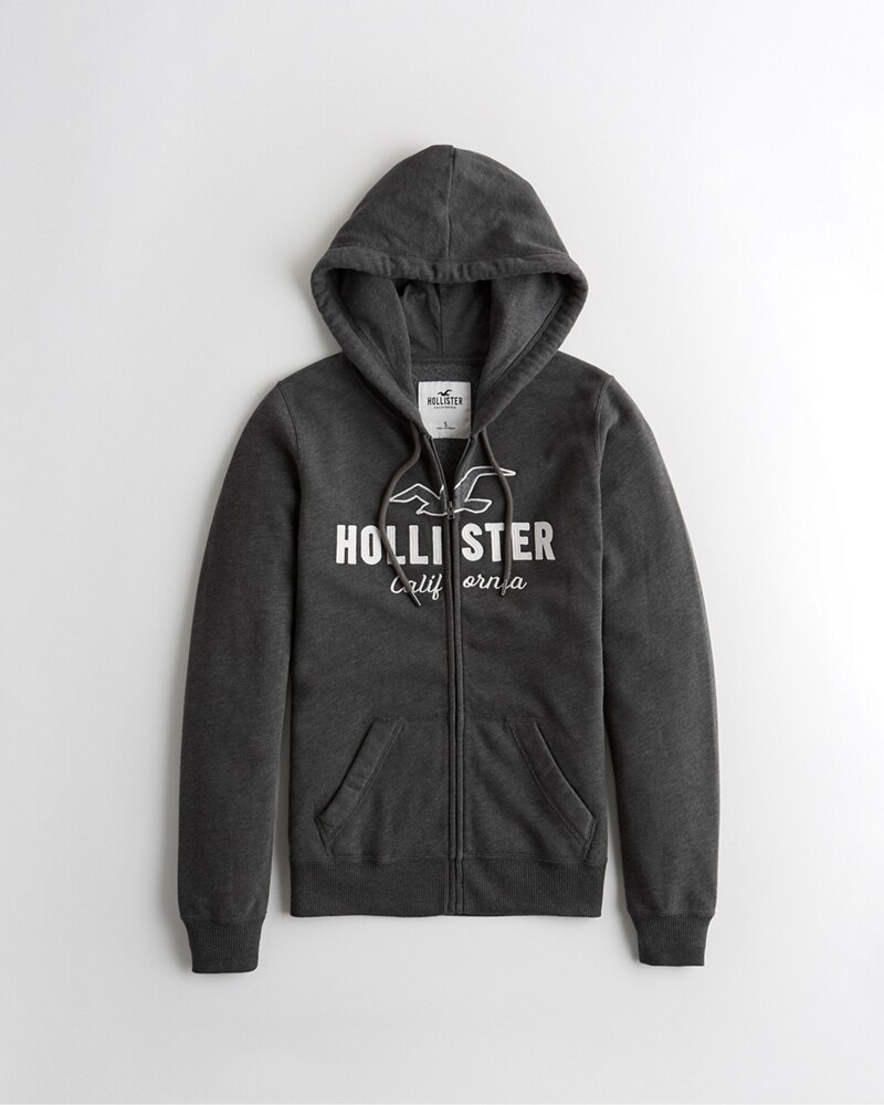 Hình Áo khoác nữ Hollister HCO-NK11 Logo Full-Zip Hoodie Grey
