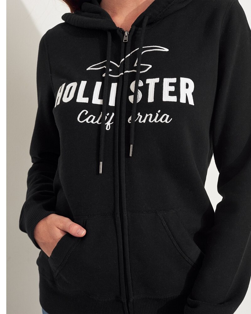 Hình Áo khoác nữ Hollister HCO-NK12 Logo Full-Zip Hoodie Black