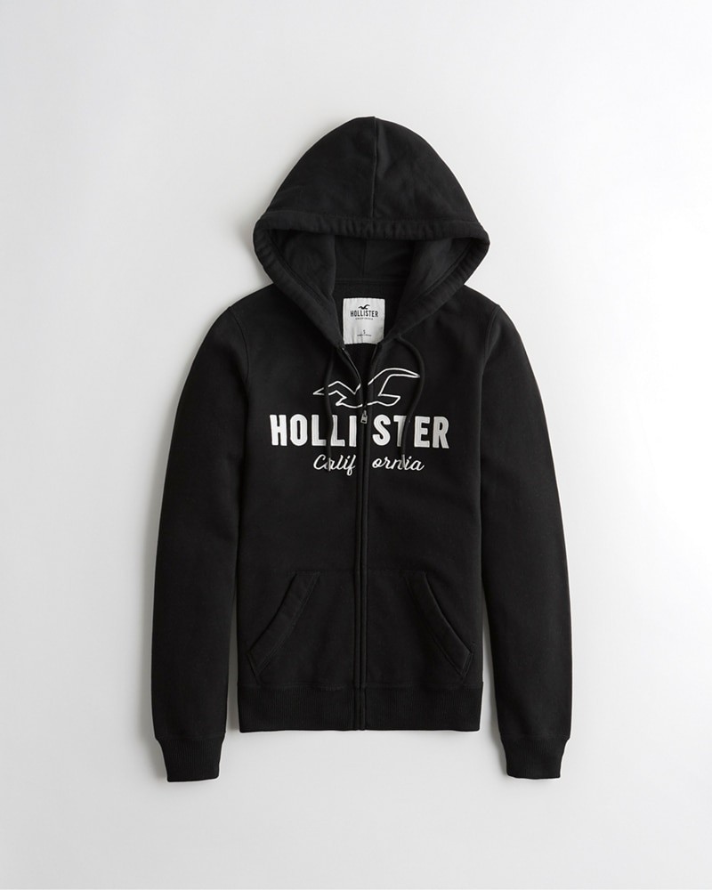 Hình Áo khoác nữ Hollister HCO-NK12 Logo Full-Zip Hoodie Black