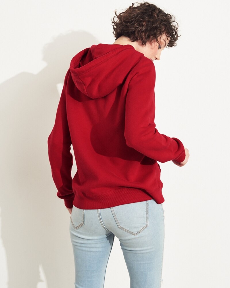 Hình Áo khoác nữ Hollister HCO-NK13 Embroidered Logo Full-Zip Hoodie Red