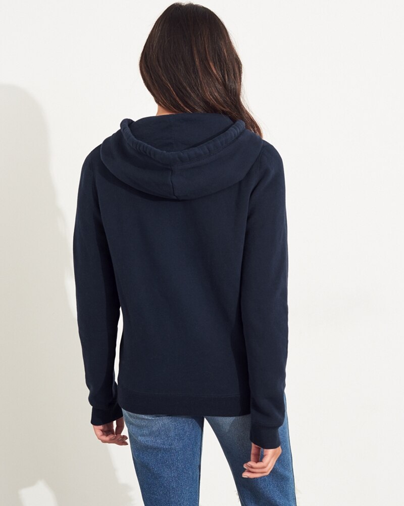 Hình Áo khoác nữ Hollister HCO-NK14 Embroidered Logo Full-Zip Hoodie Navy