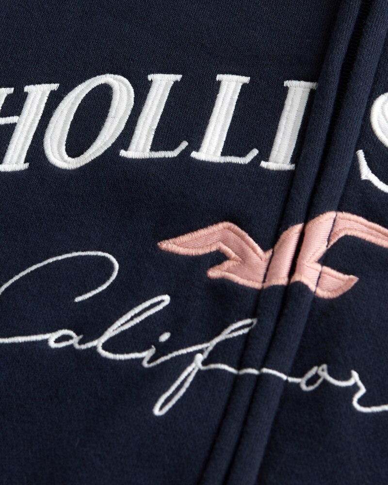 Hình Áo khoác nữ Hollister HCO-NK14 Embroidered Logo Full-Zip Hoodie Navy