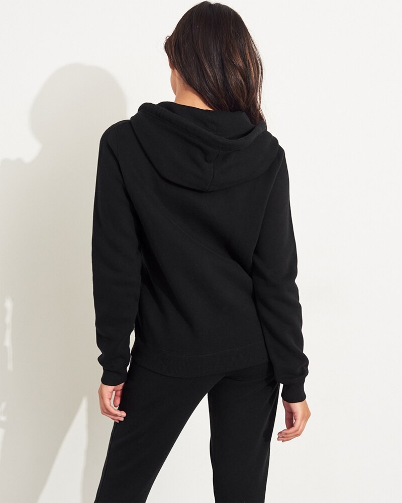 Hình Áo khoác nữ Hollister HCO-NK16 Embroidered Logo Full-Zip Hoodie Black