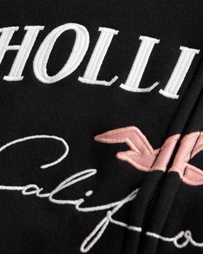 Hình Áo khoác nữ Hollister HCO-NK16 Embroidered Logo Full-Zip Hoodie Black