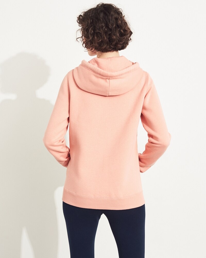 Hình Áo khoác nữ Hollister HCO-NK17 Embroidered Logo Full-Zip Hoodie Pink