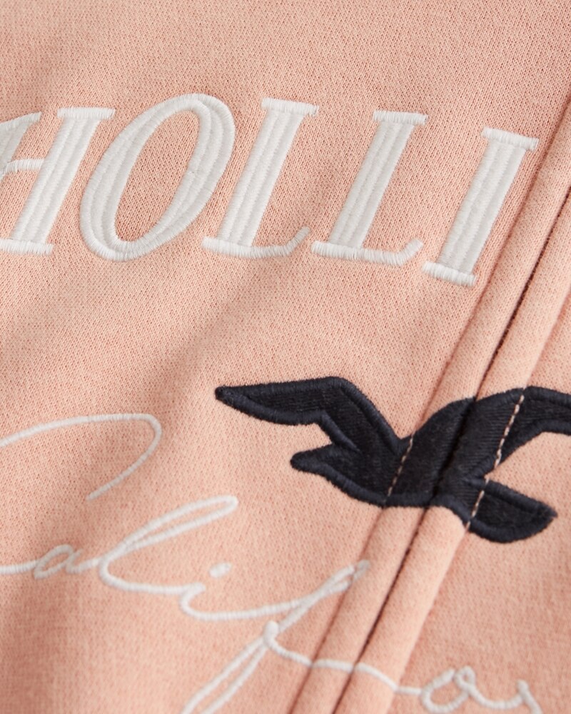 Hình Áo khoác nữ Hollister HCO-NK17 Embroidered Logo Full-Zip Hoodie Pink